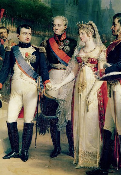 Napoleón Bonaparte (1769-1821) recibiendo a la Reina Luisa de Prusia (1776-1810) en Tilsit, 6 de julio de 1807, 1837 (detalle) de Nicolas Louis Francois Gosse